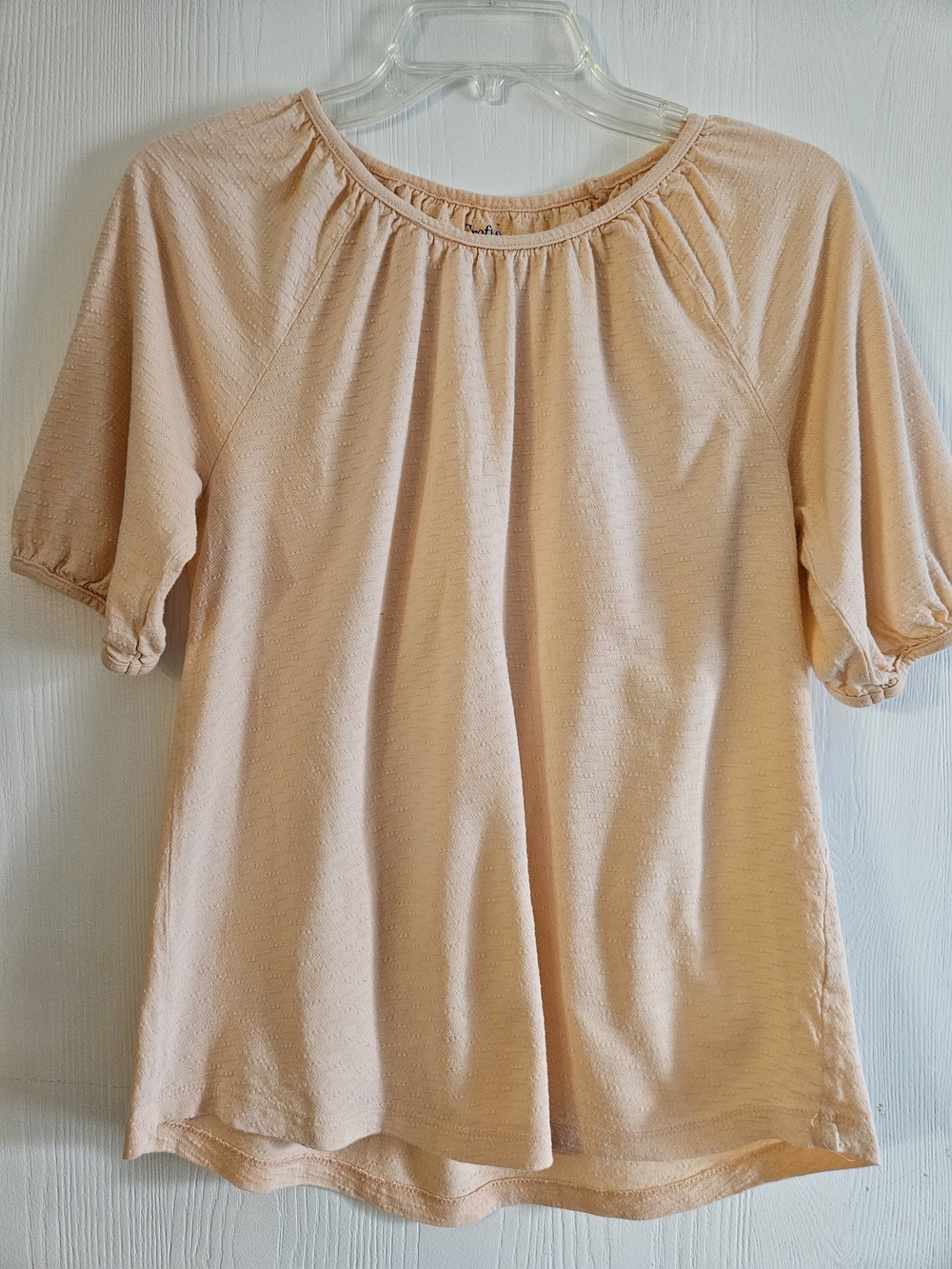 croft & barrow Peach Short Sleeve Gathered Neck Top